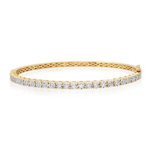 Classic Round 14K (or 18k upon request) Yellow Gold Cut Diamond Tennis Bangle